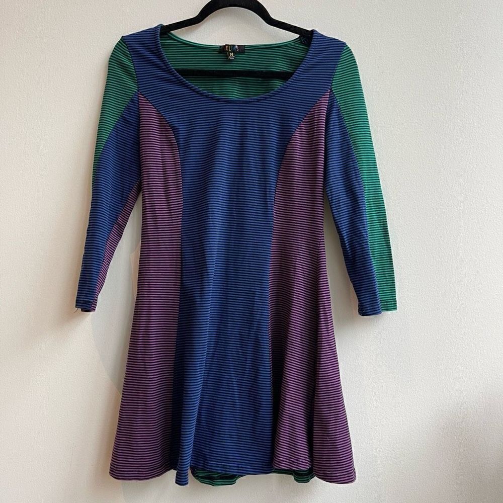Delias Womens Mini Dress A-line Long Sleeve Stripe Multicolor Size Medium